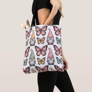 Seamless Pattern with Gnomes and Butterflies Tote Bag