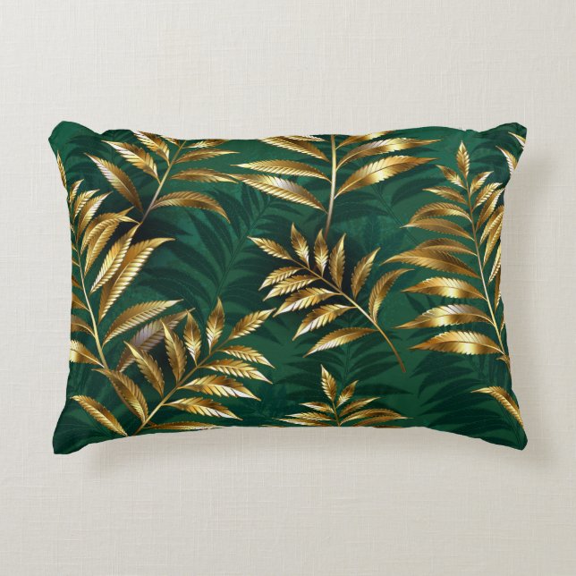 Seamless pattern with golden ferns accent kussen (Voorkant)