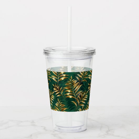 Seamless pattern with golden ferns acryl drinkbeker (Voorkant)
