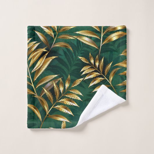 Seamless pattern with golden ferns bad handdoek (Wasdoekje)