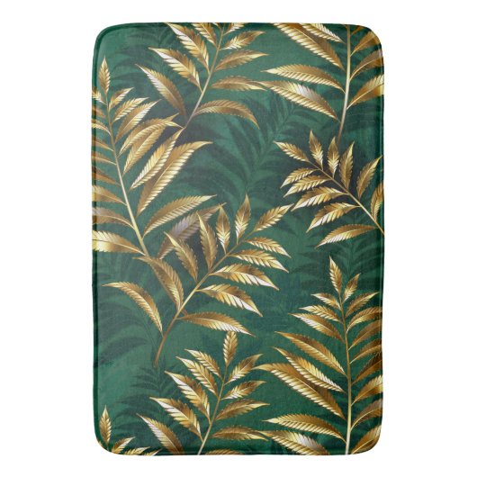 Seamless pattern with golden ferns badmat (Voorkant Verticaal)