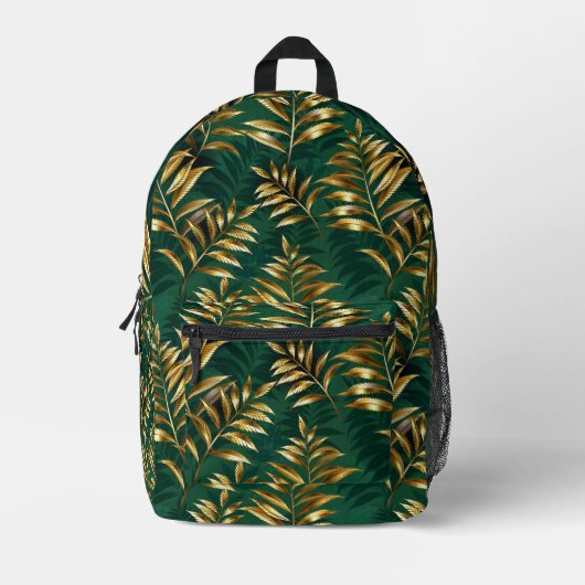 Seamless pattern with golden ferns bedrukte rugzak (Voorkant)