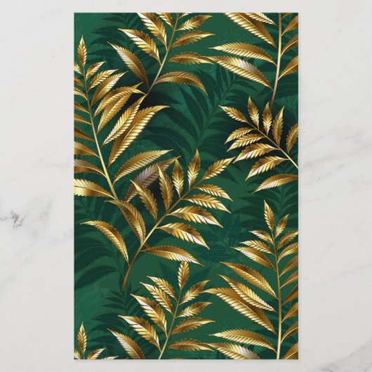 Seamless pattern with golden ferns briefpapier (Voorkant)