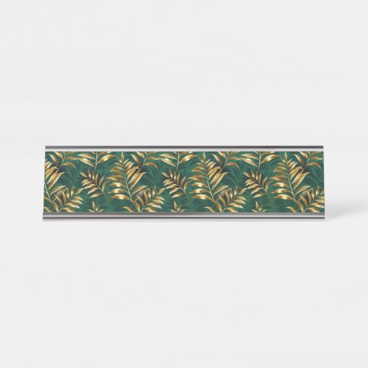 Seamless pattern with golden ferns bureau naambordje (Voorkant)