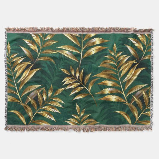 Seamless pattern with golden ferns deken (Voorkant)