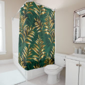 Seamless pattern with golden ferns douchegordijn (In situ)