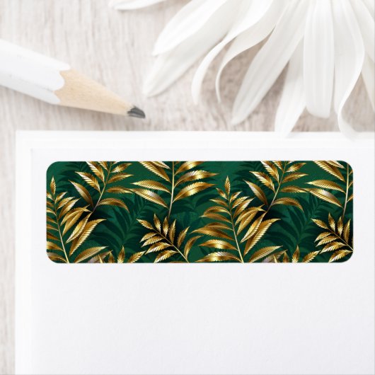 Seamless pattern with golden ferns etiket (Insitu)