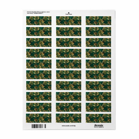 Seamless pattern with golden ferns etiket (Full Sheet)