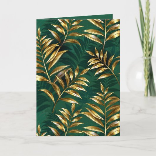 Seamless pattern with golden ferns feestdagen kaart (Voorkant)