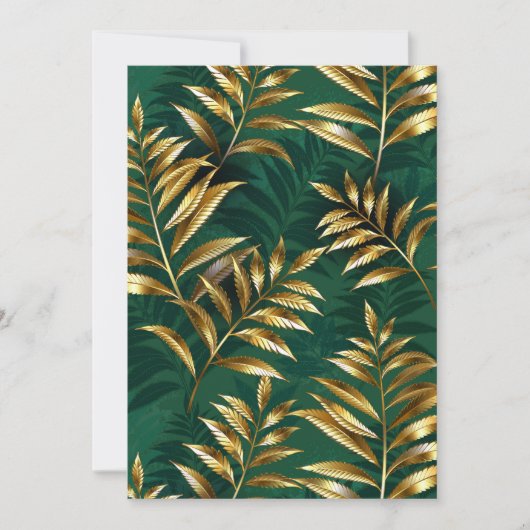 Seamless pattern with golden ferns feestdagenkaart (Voorkant)