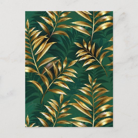 Seamless pattern with golden ferns feestdagenkaart (Voorkant)