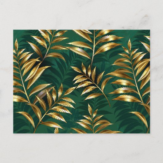 Seamless pattern with golden ferns feestdagenkaart (Voorkant)