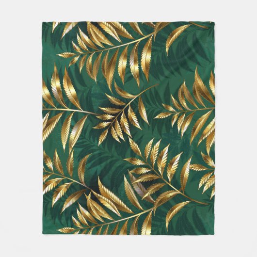 Seamless pattern with golden ferns fleece deken (Voorkant)