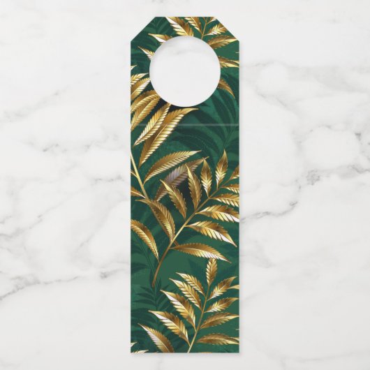 Seamless pattern with golden ferns flessenhanger (Voorkant)