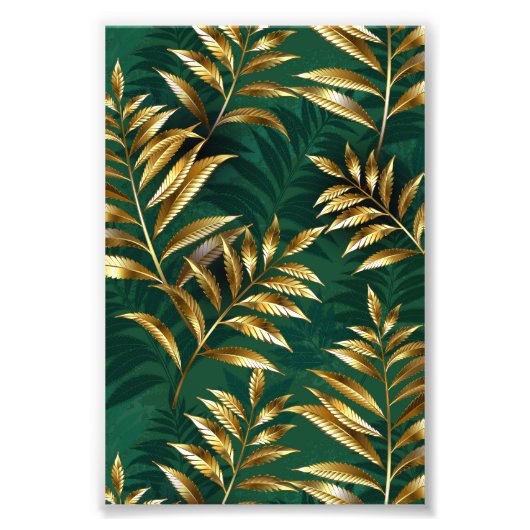 Seamless pattern with golden ferns foto afdruk (Voorkant)