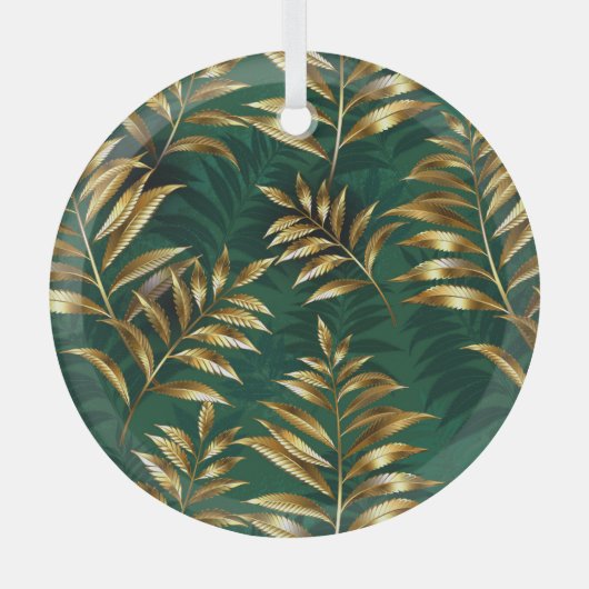 Seamless pattern with golden ferns glas ornament (Voorkant)