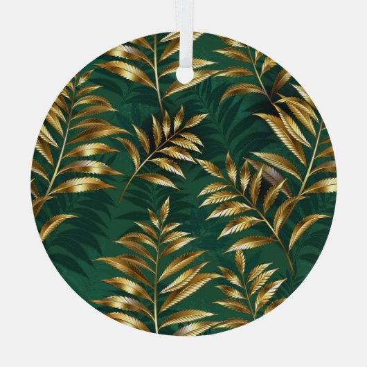 Seamless pattern with golden ferns glas ornament (Achterkant)