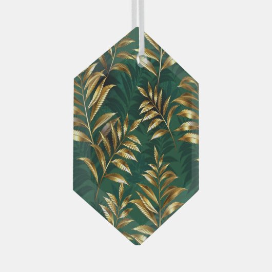 Seamless pattern with golden ferns glas ornament (Voorkant Rechts)