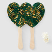 Seamless pattern with golden ferns handwaaier (Voorkant en achterkant)