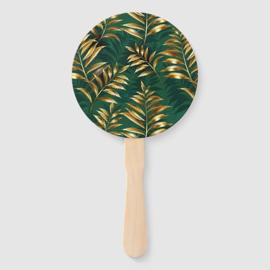 Seamless pattern with golden ferns handwaaier (Voorkant)