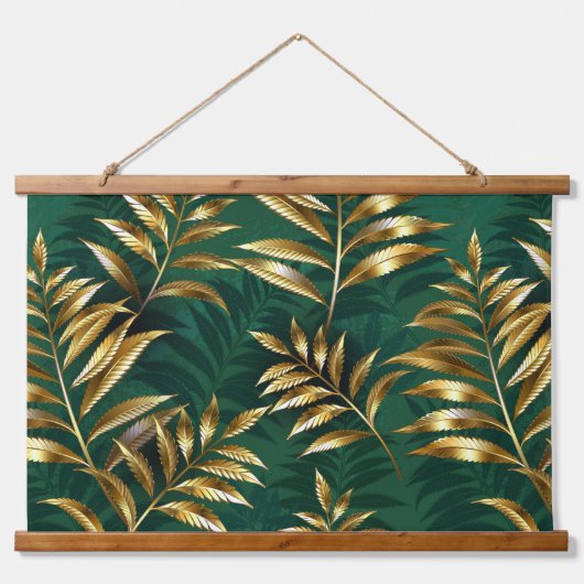 Seamless pattern with golden ferns hangend wandkleed (Voorkant)