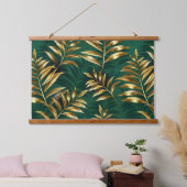 Seamless pattern with golden ferns hangend wandkleed (Slaapkamer)