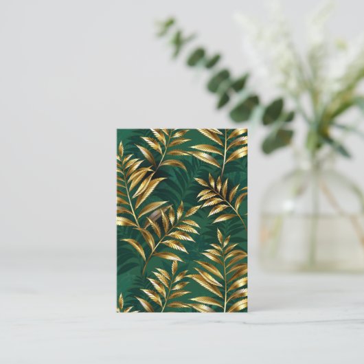 Seamless pattern with golden ferns informatiekaartje (Staand voorkant)