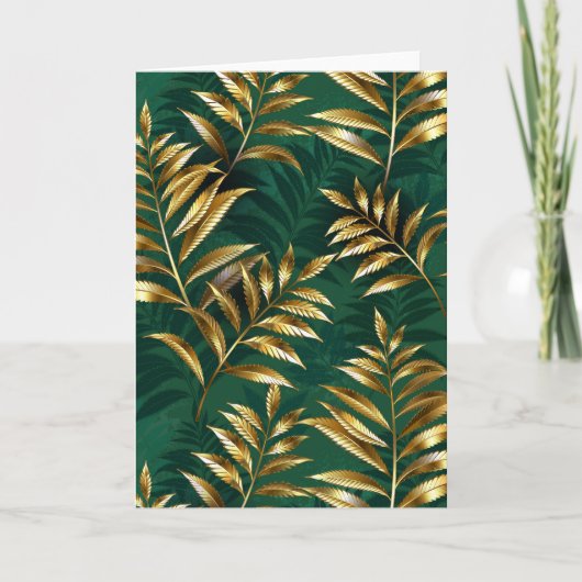 Seamless pattern with golden ferns kaart (Voorkant)