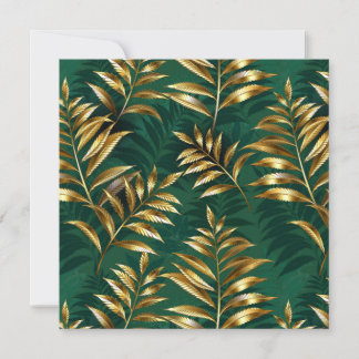 Seamless pattern with golden ferns kaart
