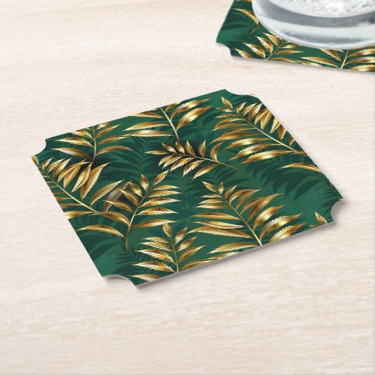 Seamless pattern with golden ferns kartonnen onderzetters (Gekanteld)