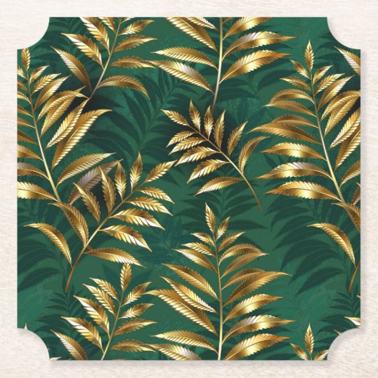 Seamless pattern with golden ferns kartonnen onderzetters (Voorkant)