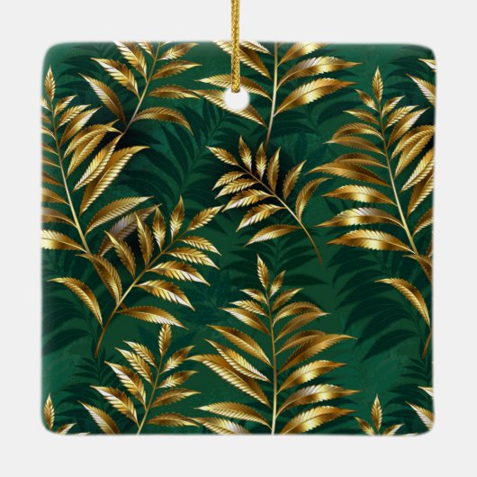 Seamless pattern with golden ferns keramisch ornament (Achterkant)