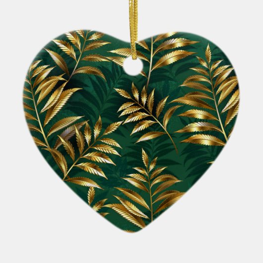 Seamless pattern with golden ferns keramisch ornament (Voorkant)