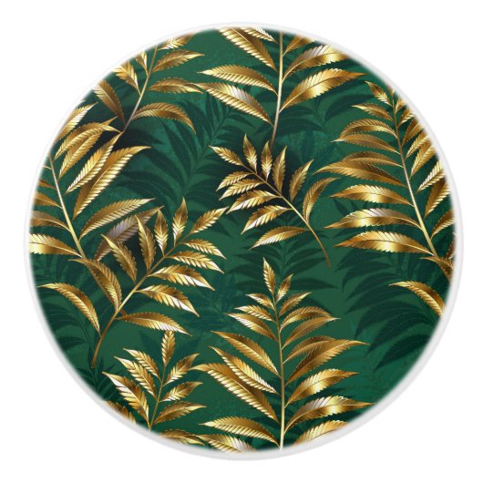 Seamless pattern with golden ferns keramische knop (Voorkant)