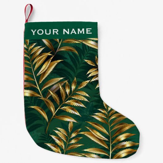 Seamless pattern with golden ferns kleine kerstsok (Voorkant)