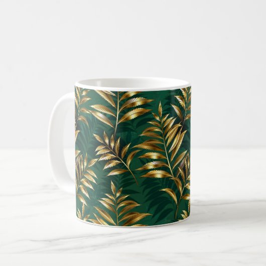 Seamless pattern with golden ferns koffiemok (Voorkant links)