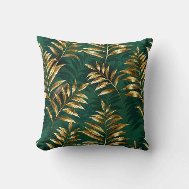 Seamless pattern with golden ferns kussen (Voorkant)