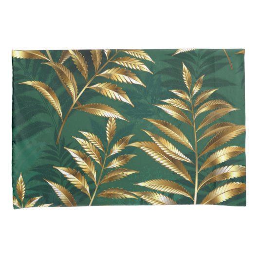 Seamless pattern with golden ferns kussensloop (Voorkant-Rechts)