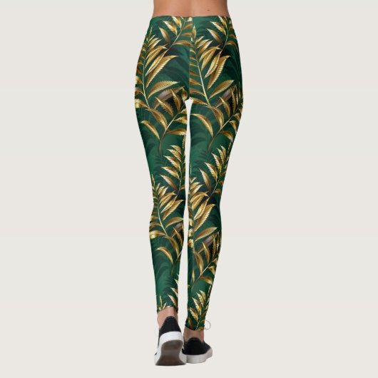 Seamless pattern with golden ferns leggings (Achterkant)