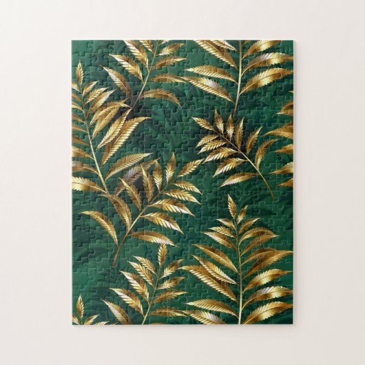 Seamless pattern with golden ferns legpuzzel (Verticaal)