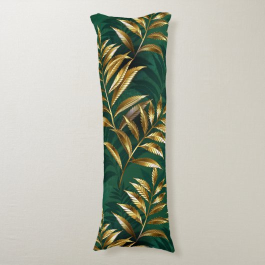 Seamless pattern with golden ferns lichaamskussen (Voorkant Verticaal)