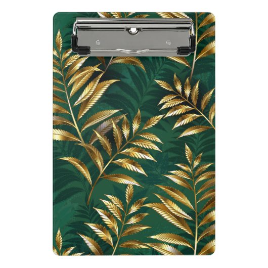 Seamless pattern with golden ferns mini klembord (Voorkant)