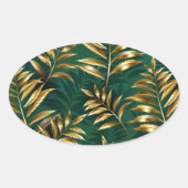 Seamless pattern with golden ferns ovale sticker (Voorkant)