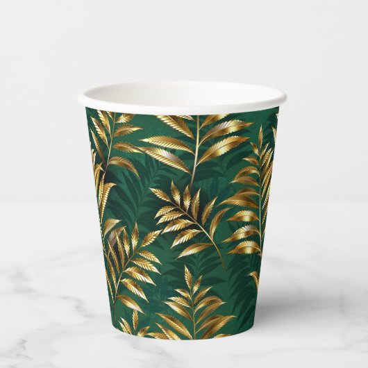 Seamless pattern with golden ferns papieren bekers (Voorkant)
