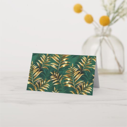 Seamless pattern with golden ferns plaatskaartje (Voorkant)