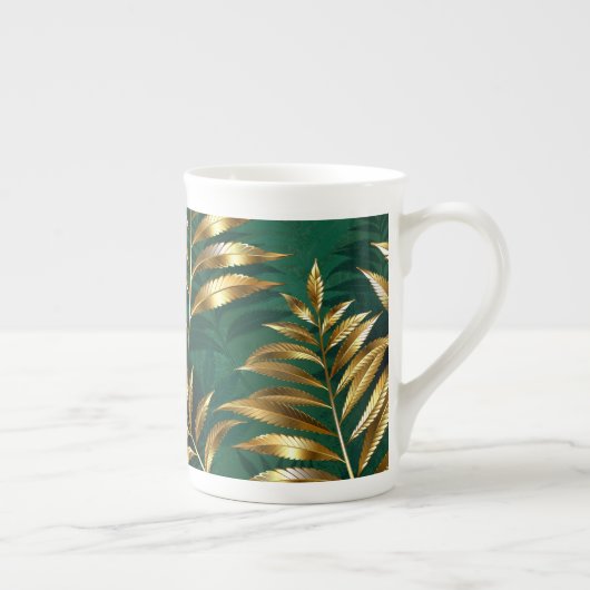 Seamless pattern with golden ferns porselein kop (Rechts)