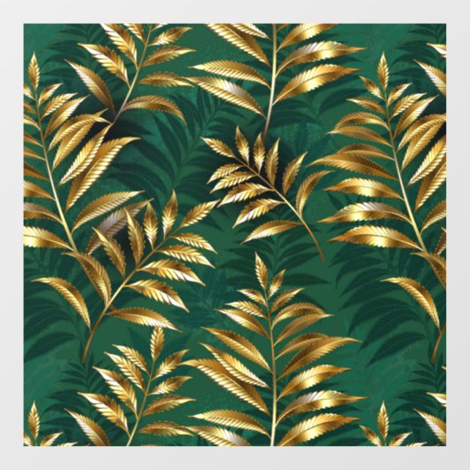 Seamless pattern with golden ferns raamsticker (Vel)