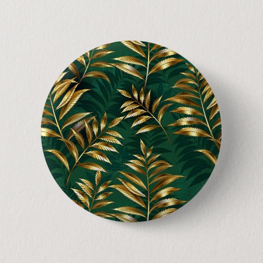 Seamless pattern with golden ferns ronde button 5,7 cm (Voorkant)