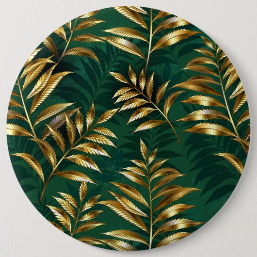 Seamless pattern with golden ferns ronde button 6,0 cm (Voorkant)