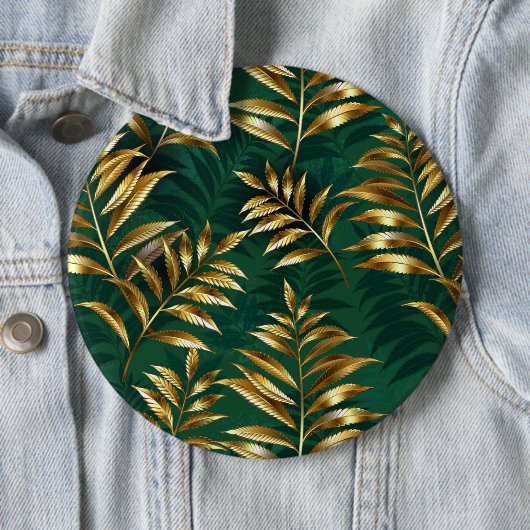 Seamless pattern with golden ferns ronde button 6,0 cm (In situ)
